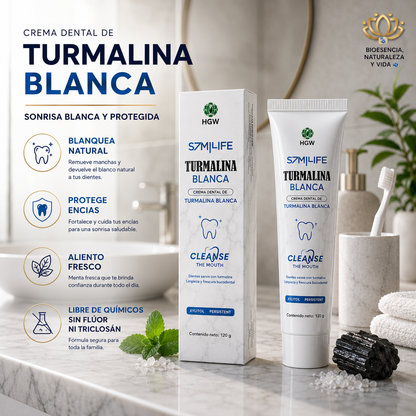 Kit + 2 unidades Pasta Dental Natural Tourmaline Blanca World Herbs SIN FLUOR
