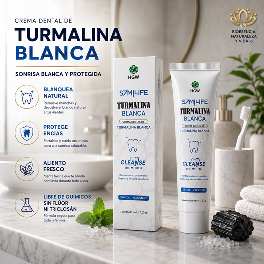 Kit + 2 unidades Pasta Dental Natural Tourmaline Blanca World Herbs SIN FLUOR
